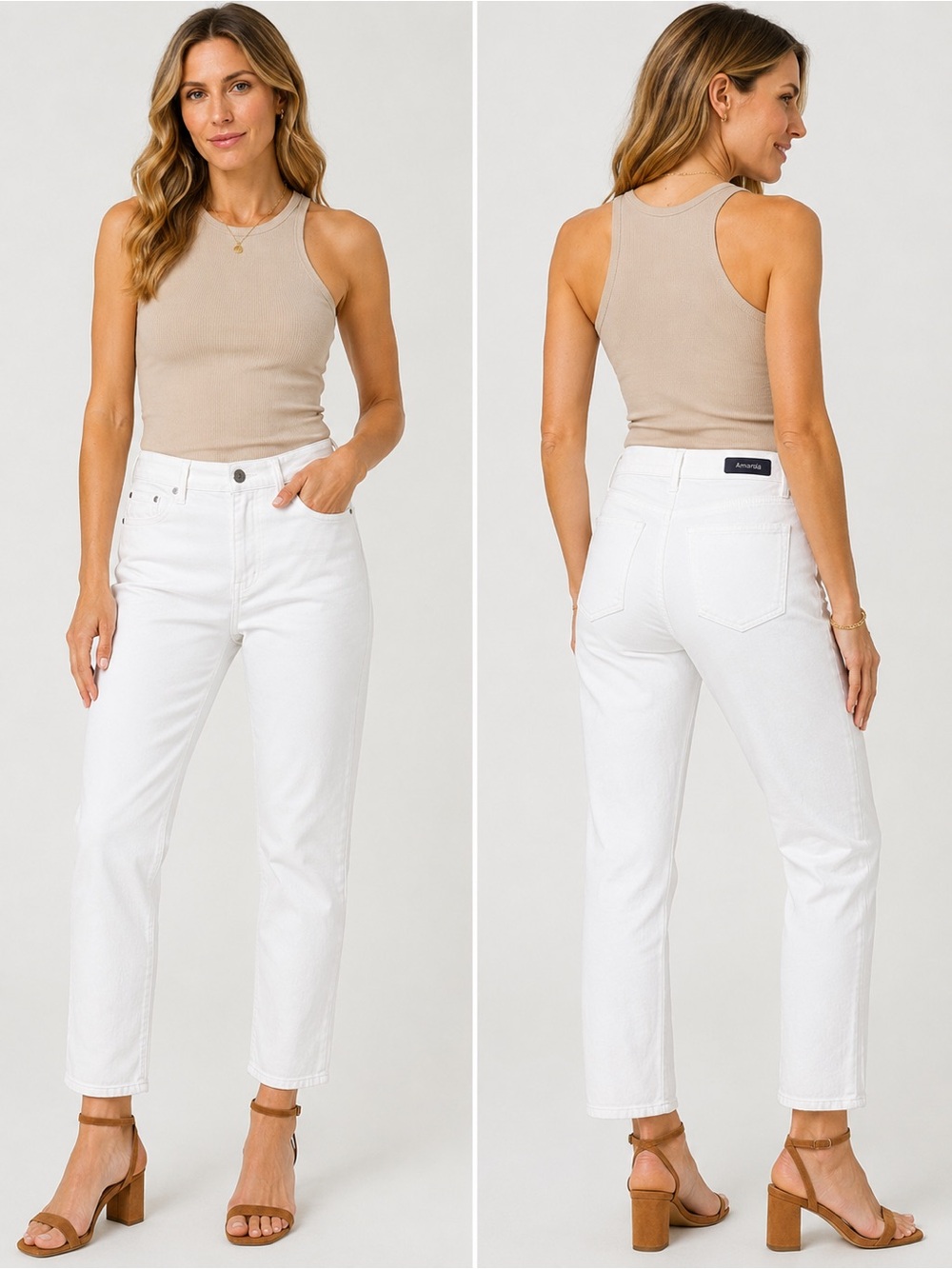 Gloria Vanderbilt Amanda White Straight Leg Jeans Women’s Size 10